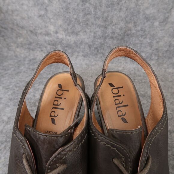 Biala Shoes Women 38 Bootie Wedge Fashion Leather Lace Up Bayley Slingback Olive - Picture 16 of 16